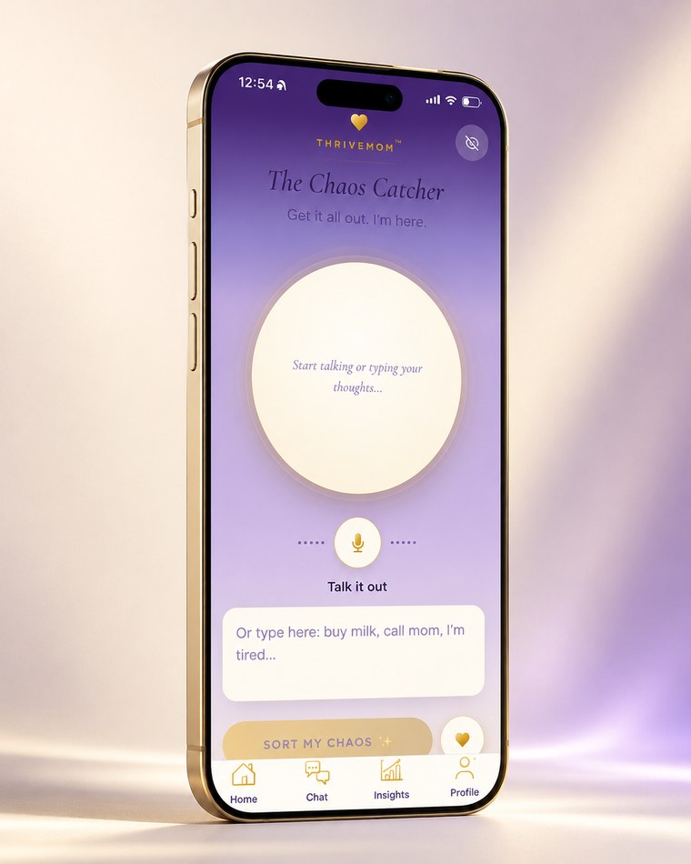 ThriveMom's Chaos Catcher screen on iPhone.